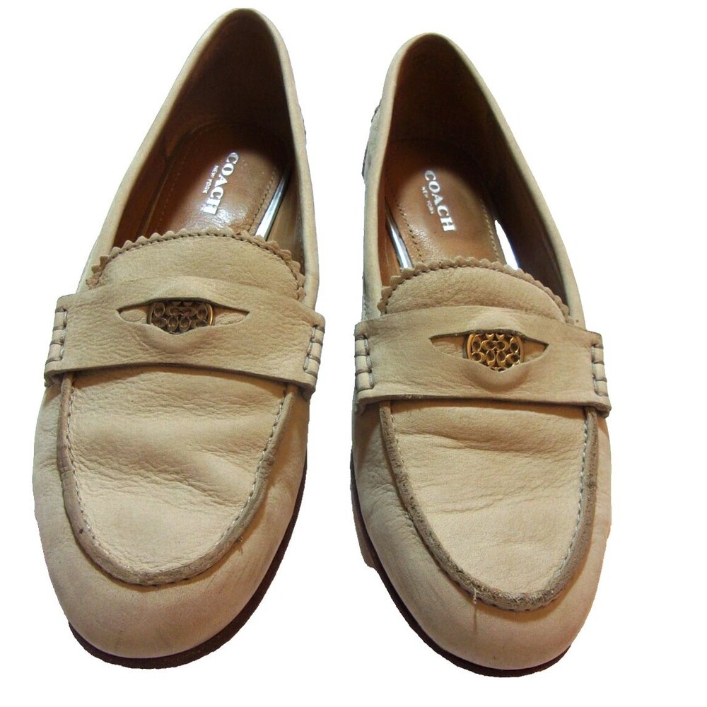 Coach Modern Penny Loafers  Shoes Off-White Soft Leather Size. 6.5 B